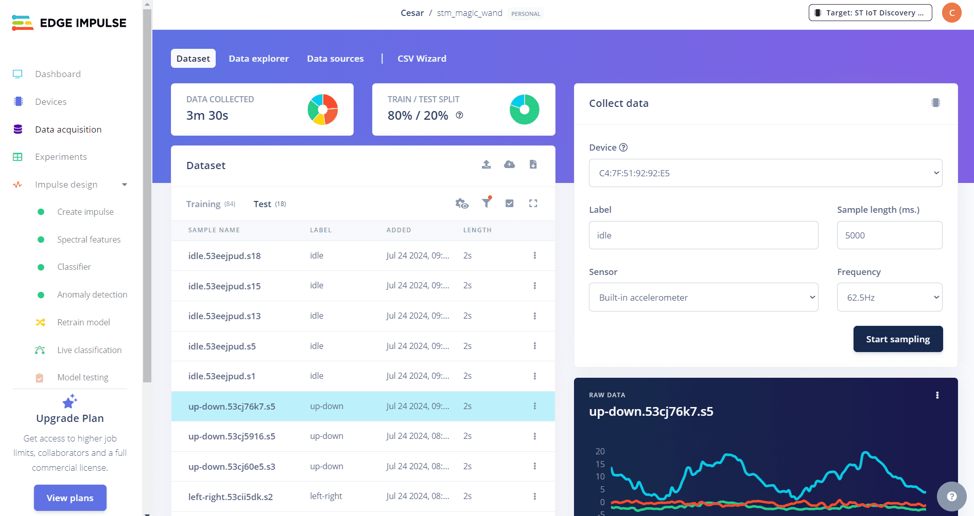 Screenshot der Webanwendung mit Datensatzkonfiguration