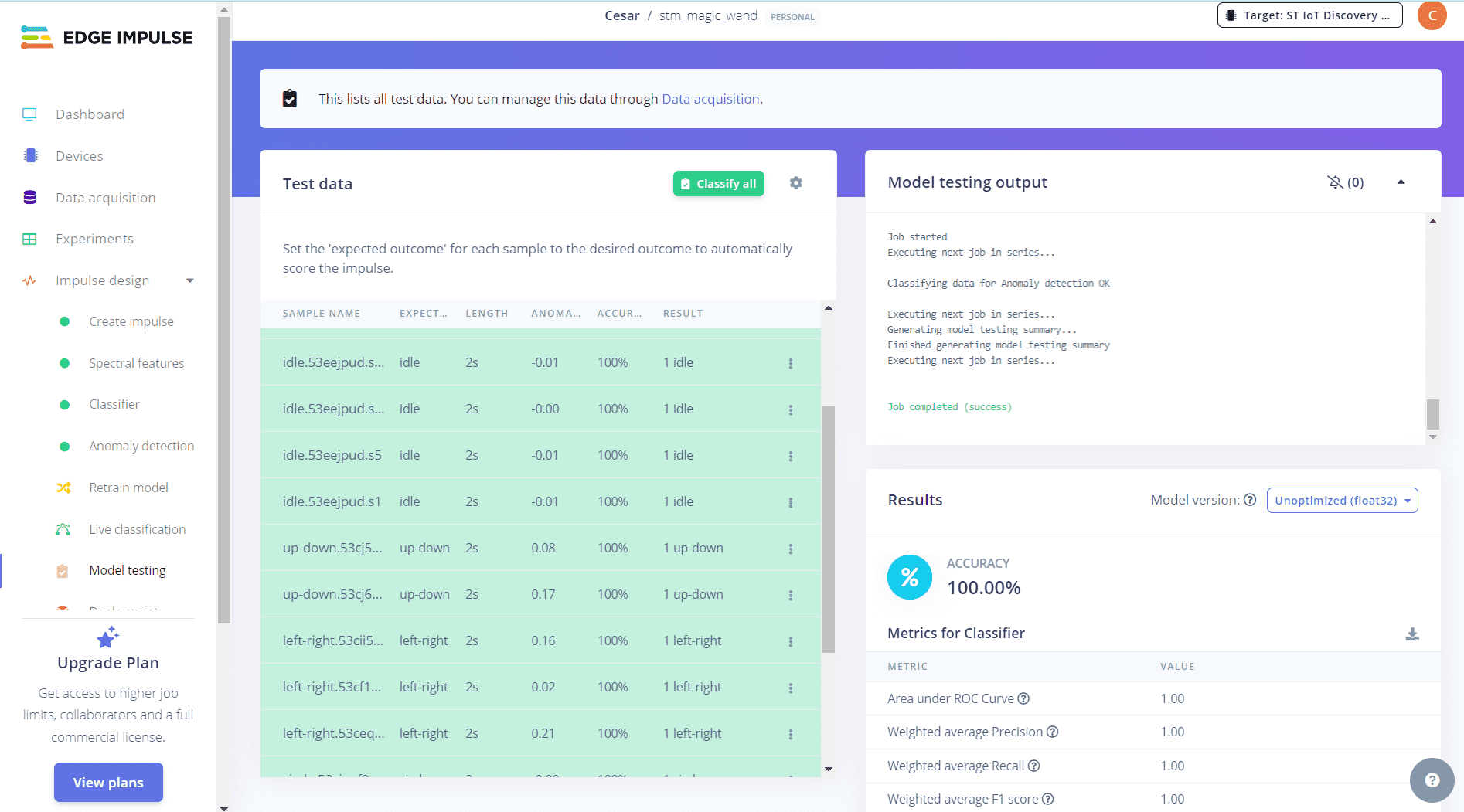 Screenshot der Ansicht des Testdatensatz